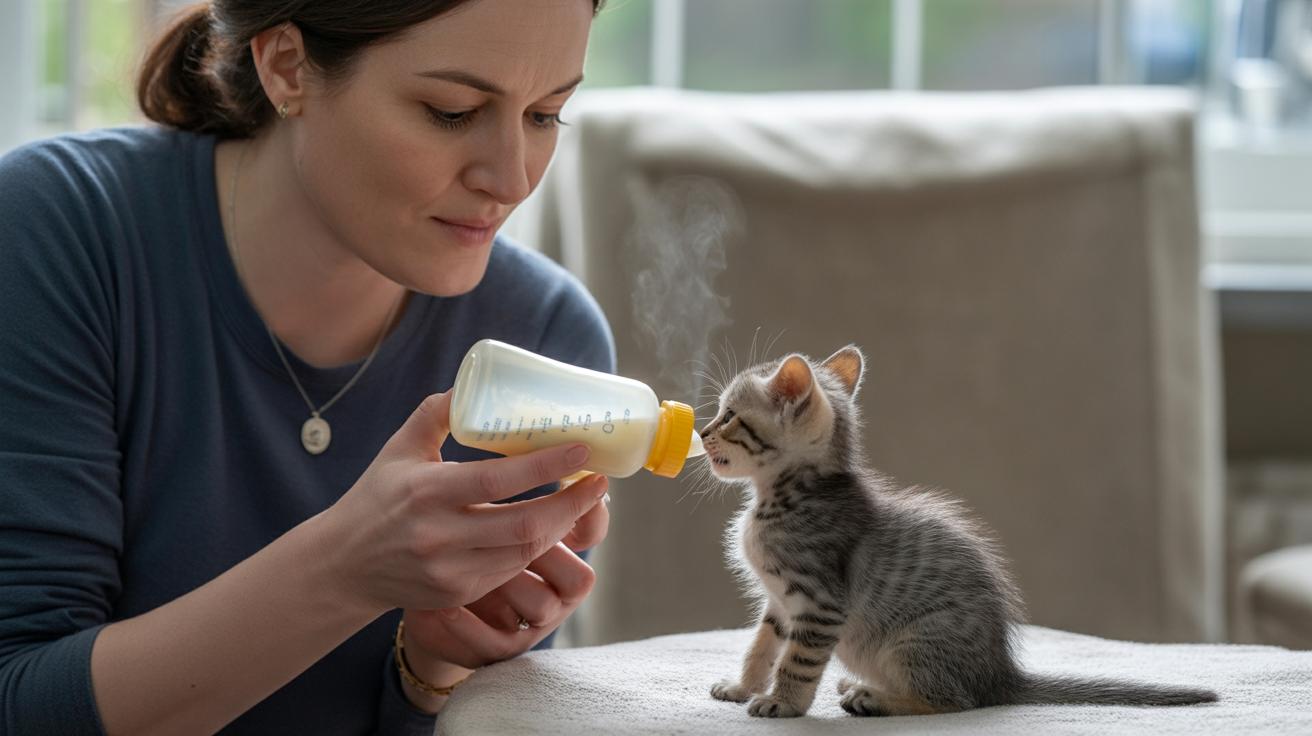 - Preparing and warming powdered kitten formula safely for a newborn kitten without a mother.jpg